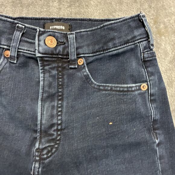 Express Jeans Womens 0/R Blue Cropped Flare High Rise 4-Way Hyper Stretch Pants - Picture 3 of 12